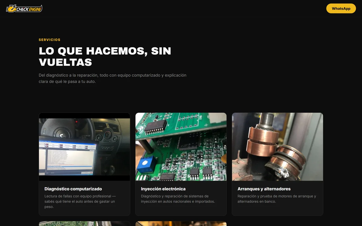Servicios de Check Engine explicados en su sitio