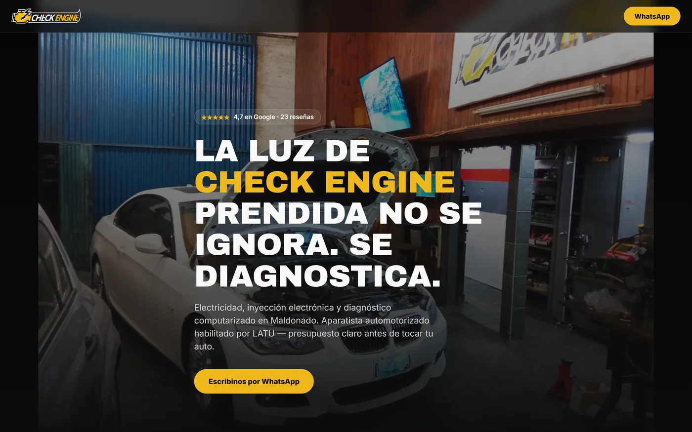 Sitio web de Check Engine, taller de electricidad e inyección electrónica
